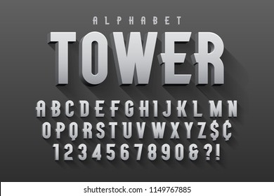 Vector condensed original display font design, alphabet, character set. Easy swatch color control.