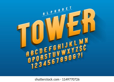 Vector condensed original display font design, alphabet, character set. Easy swatch color control.