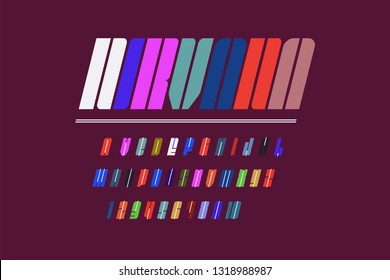 Vector condensed original display font design, alphabet, character set. Swatch color control. - Vector
