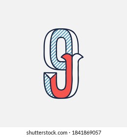 Vektor kondensierte Retro Nummer 9 Logo mit gestreiftem Schatten. Ideal für Retro-Identitätsnachweise, patriotisches Emblem, Poster vom 4. Juli, originales Geschichtsdesign und andere. 