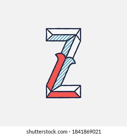 Vector condensed retro Z letter logo with striped shadows. Perfect to use in retro identity, patriotic emblem,  July 4th posters, original history design, and others. 