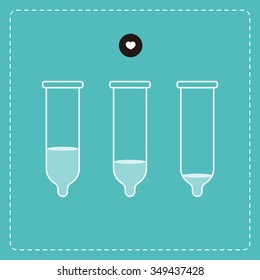 vector condom with sperm / after used / different level / flat icon 