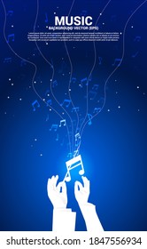 Vektordirigent Hand mit Musik-Melodie Tanz-Flow . Concept background for song and concert theme.
