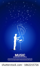 Vektor-Dirigent und Musik-Melodie Tanz-Flow . Concept background for song and concert theme.