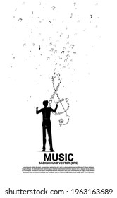 vector conductor and music melody note dancing flow . Concept background for song and concert theme.