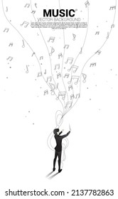 Vector conductor with music melody note dancing flow . Concept background for song and concert theme.