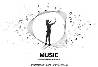 Vektordirigent mit Musik-Melodie-Tanz-Flow . Concept background for song and concert theme.