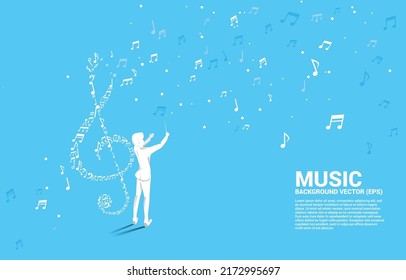 conductor vectorial y flujo de bailes de notas de melodía de música. Antecedentes conceptuales de la canción y el tema del concierto.