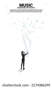 vector conductor and music melody note dancing flow . Concept background for song and concert theme.