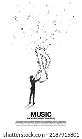 vector conductor and music melody note dancing flow . Concept background for song and concert theme.