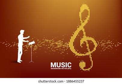 Vector conductor with Music and sound technology concept .equalizer wave as music note