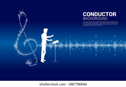 Vector conductor with Music and sound technology concept .equalizer wave as music note