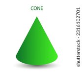 Vector cone with gradients and shadow for game, icon, package design, logo, mobile, ui, web, education. 3D cone shaped pyramid on a white background. Geometric figures for your design.