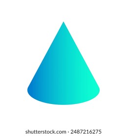 Cono de Vector con Gradientes y sombra para juego, ícono, diseño de paquete, logotipo, móvil, iu, Web, educación. Pirámide en forma de cono 3D sobre fondo blanco. Figuras geométricas para su diseño.