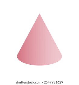 Vector cone with gradients and shadow for game, icon, package design, logo, mobile, ui, web, education. 3D cone shaped pyramid on a white background. Geometric figures for your design.