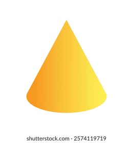 Vector cone with gradients and shadow for game, icon, package design, logo, mobile, ui, web, education. 3D cone shaped pyramid on a white background. Geometric figures for your design.