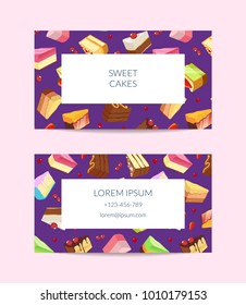 Vector confectionary, cooking lessons or pastry shop business card template illustration