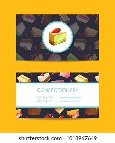 Vector confectionary, cooking lessons or pastry shop business card template illustration