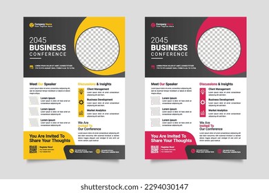 Vector conference flyer business flyer template or business live webinar conference banner