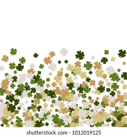 Vector Confetti Background Pattern. Element of design. Clover leaves on a white background
