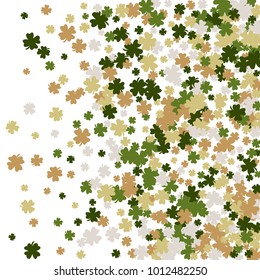 Vector Confetti Background Pattern. Element of design. Clover leaves on a white background
