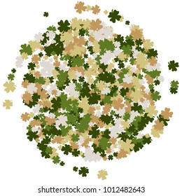 Vector Confetti Background Pattern. Element of design. Clover leaves on a white background
