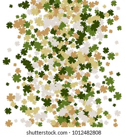 Vector Confetti Background Pattern. Element of design. Clover leaves on a white background
