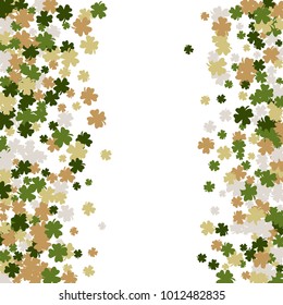 Vector Confetti Background Pattern. Element of design. Clover leaves on a white background
