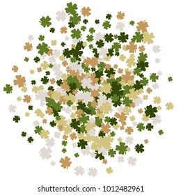 Vector Confetti Background Pattern. Element of design. Clover leaves on a white background
