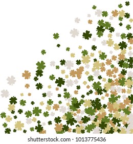 Vector Confetti Background Pattern. Element of design. Clover leaves on a white background