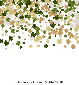 Vector Confetti Background Pattern. Element of design. Clover leaves on a white background