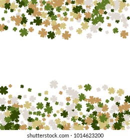 Vector Confetti Background Pattern. Element of design. Clover leaves on a white background