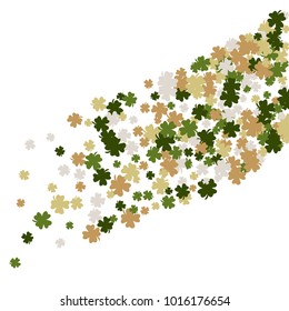Vector Confetti Background Pattern. Element of design. Clover leaves on a white background