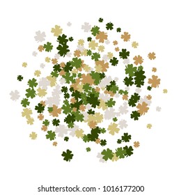 Vector Confetti Background Pattern. Element of design. Clover leaves on a white background