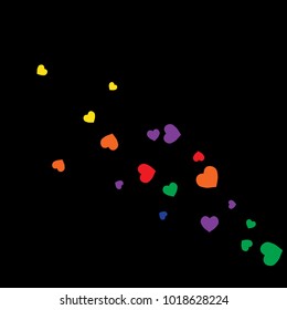 Vector Confetti Background Pattern.  Element of design.  Colored hearts on a black background