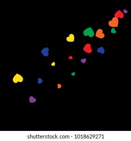 Vector Confetti Background Pattern.  Element of design.  Colored hearts on a black background
