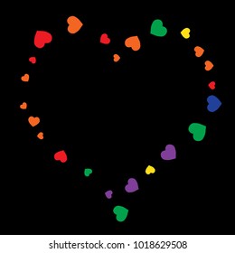 Vector Confetti Background Pattern.  Element of design.  Colored hearts on a black background