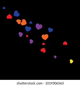 Vector Confetti Background Pattern.  Element of design.  Colored hearts on a black background
