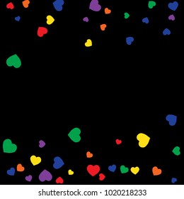 Vector Confetti Background Pattern.  Element of design.  Colored hearts on a black background