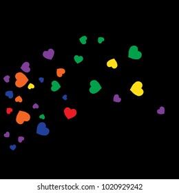 Vector Confetti Background Pattern.  Element of design.  Colored hearts on a black background