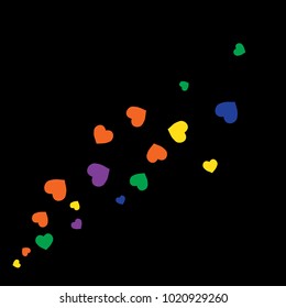 Vector Confetti Background Pattern.  Element of design.  Colored hearts on a black background