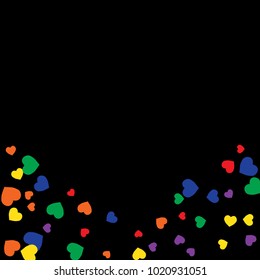 Vector Confetti Background Pattern.  Element of design.  Colored hearts on a black background