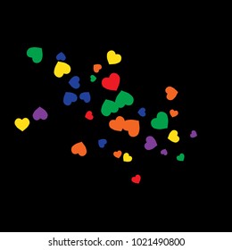Vector Confetti Background Pattern.  Element of design.  Colored hearts on a white background
