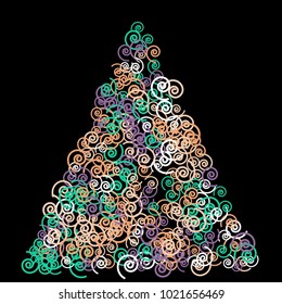 Vector Confetti Background Pattern. Element of design. Color spirals on a black background
