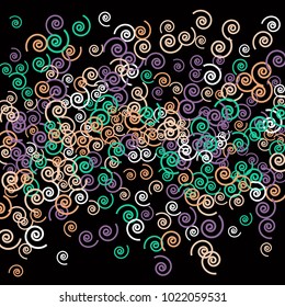 Vector Confetti Background Pattern. Element of design. Color spirals on a black background
