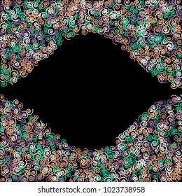 Vector Confetti Background Pattern. Element of design. Color spirals on a black background