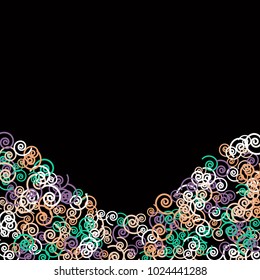 Vector Confetti Background Pattern. Element of design. Color spirals on a black background
