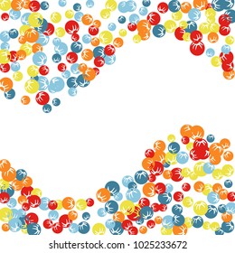 Vector Confetti Background Pattern. Element of design. Colored stylized berries on a black background
