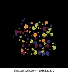 Vector Confetti Background Pattern. Element of design. Color spirals on a black background
