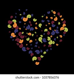 Vector Confetti Background Pattern. Element of design. Color spirals on a black background
